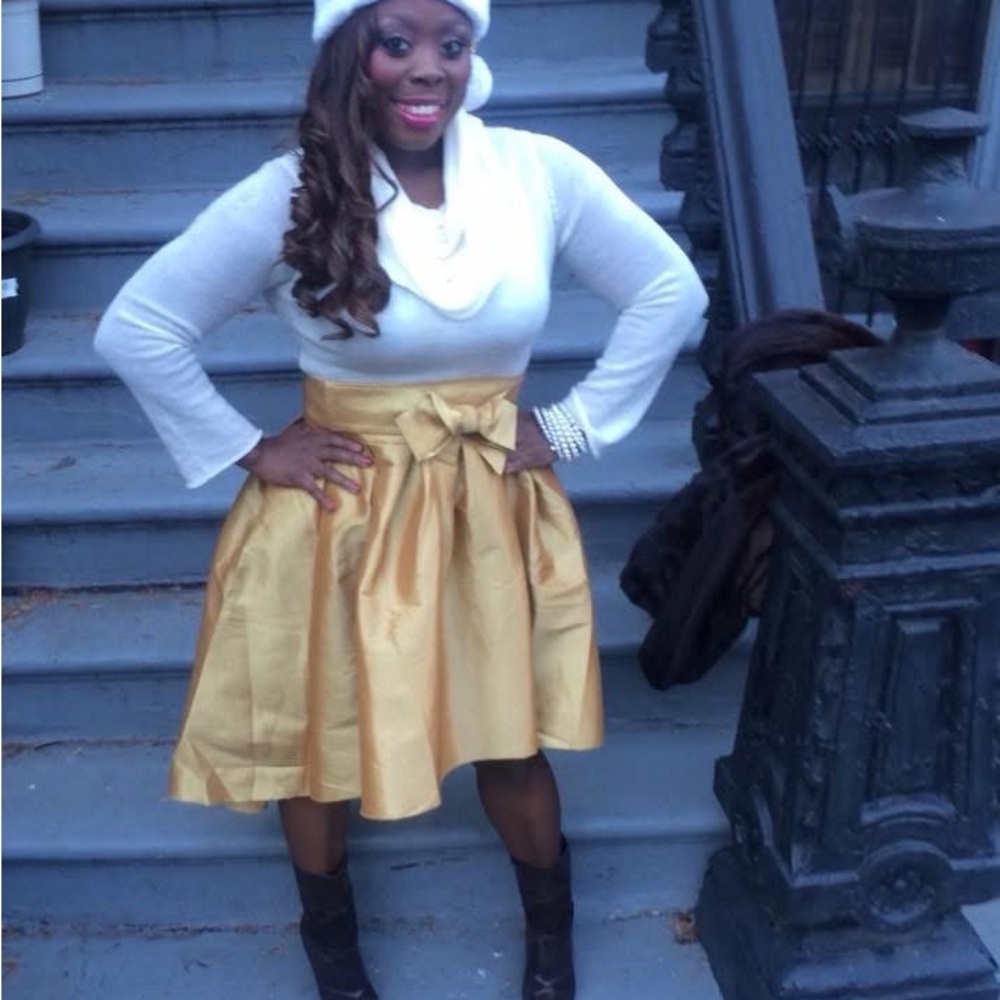 R&M Richards Gold A-Line Skirt
